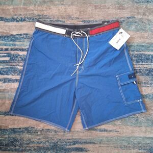 Vtg Y2K Tommy Hilfiger Men’s Board Shorts Large Blue Swim Trunks NWT Deadstock